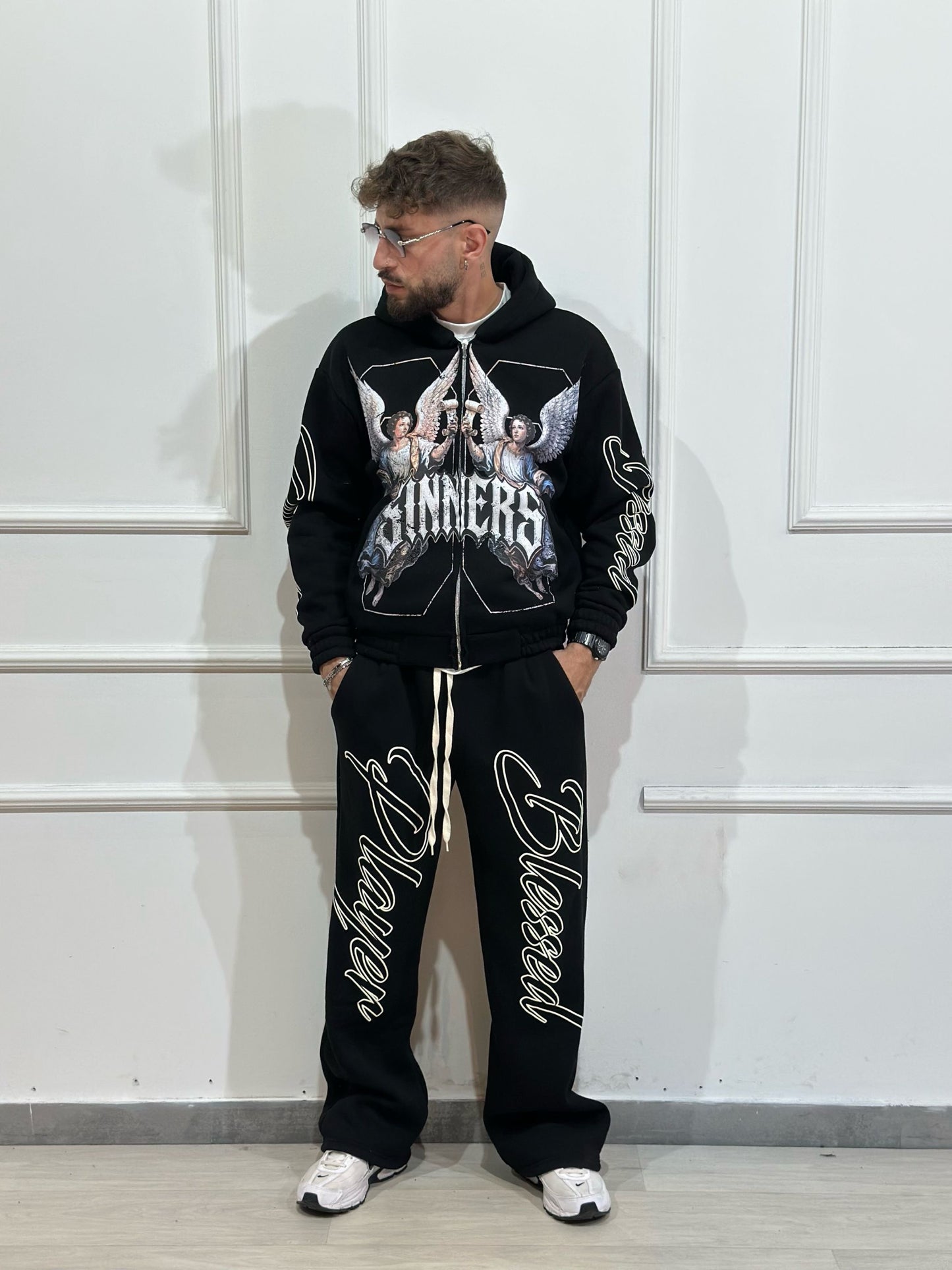 Tuta Streetwear crop, con stampa, full zip