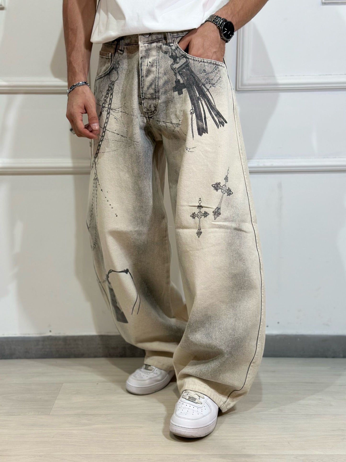 Pantalone balloon fit con stampa